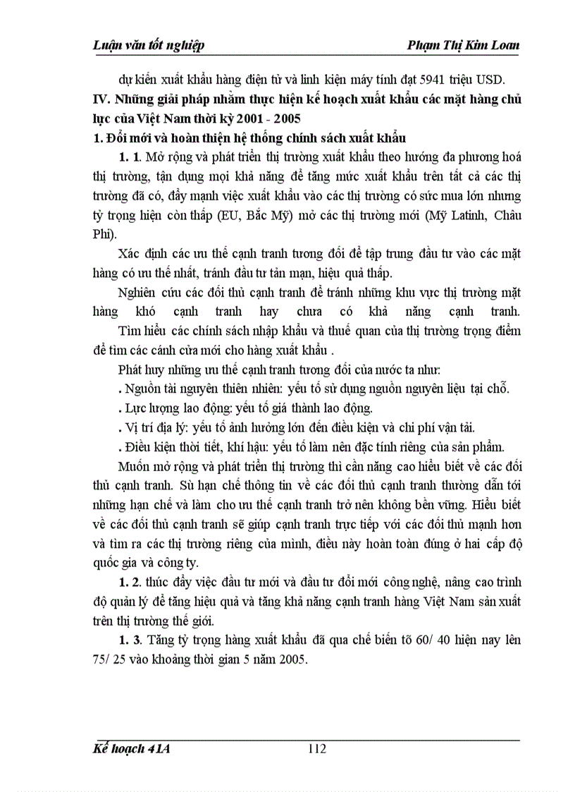 image for page Kế hoạch xuất khẩu các mặt hàng chủ lực của Việt Nam thời kỳ 2001-2005