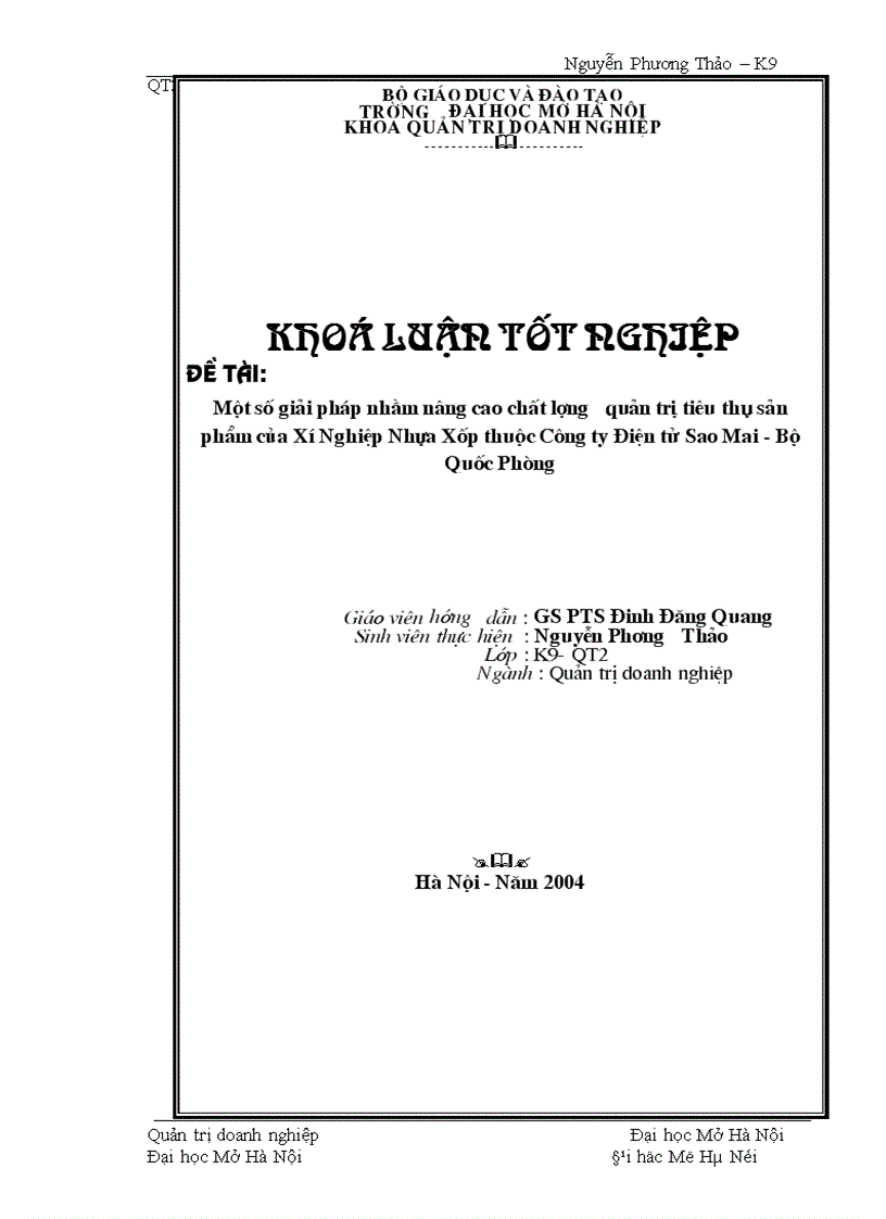 image for page Một số giải pháp nhằm nâng cao chất lượng quản trị tiêu thụ sản phẩm của Xí Nghiệp Nhựa Xốp thuộc Công ty Điện tử Sao Mai - Bộ Quốc Phòng