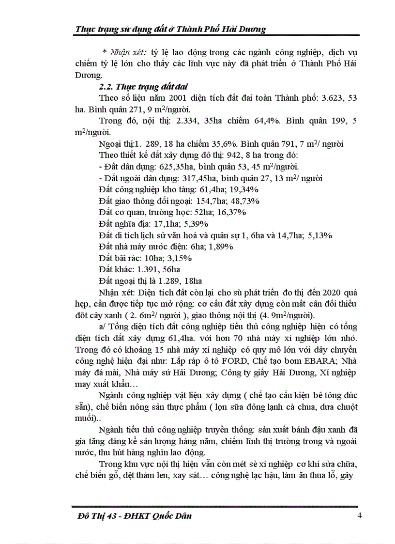 image for page Thực trạng sử dụng đất ở Thành Phố Hải Dương