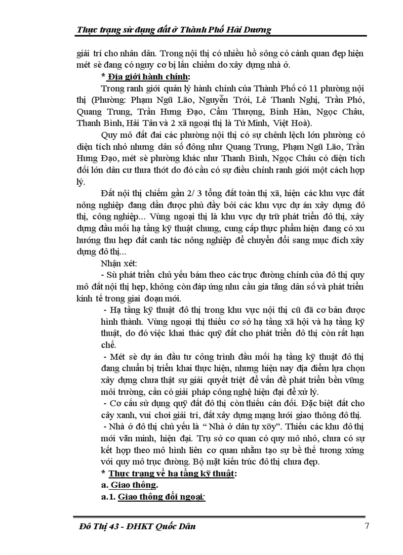 image for page Thực trạng sử dụng đất ở Thành Phố Hải Dương