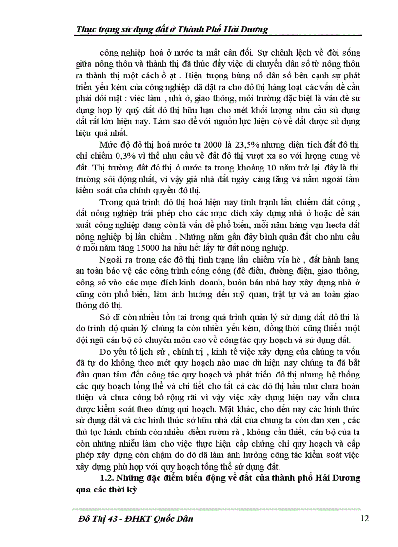 image for page Thực trạng sử dụng đất ở Thành Phố Hải Dương
