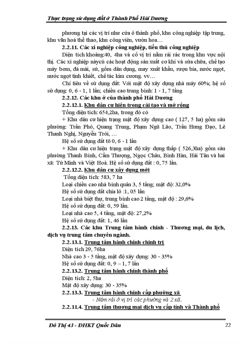 image for page Thực trạng sử dụng đất ở Thành Phố Hải Dương
