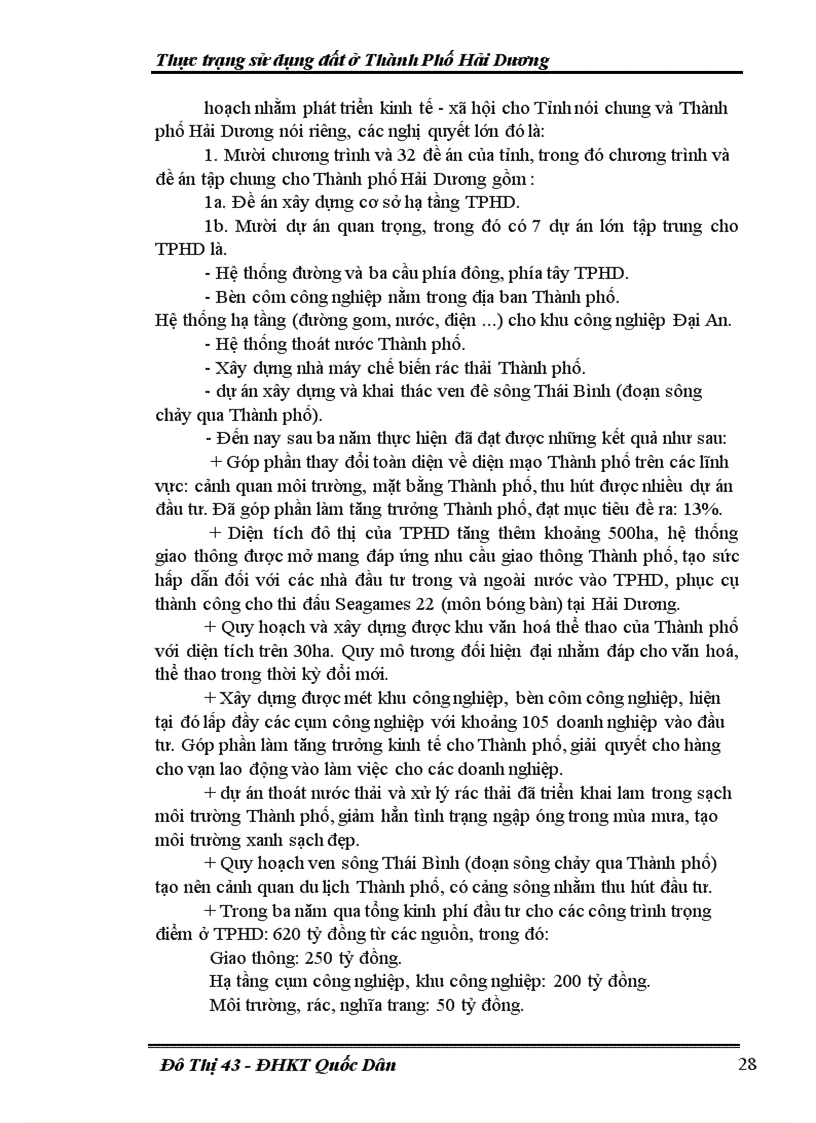 image for page Thực trạng sử dụng đất ở Thành Phố Hải Dương