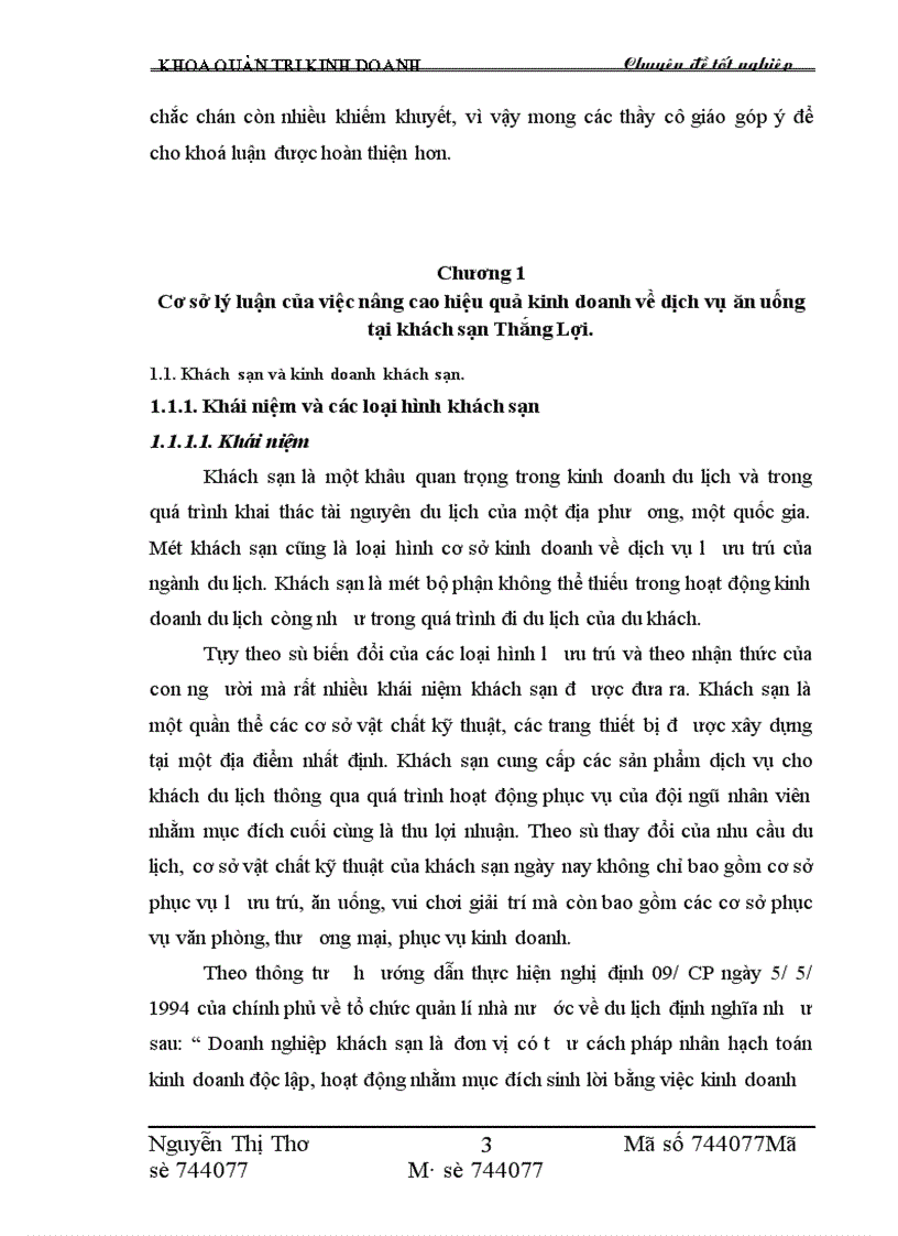 image for page Một số giải pháp nâng cao hiệu quả kinh doanh dịch vụ ăn uống tại khách sạn Thắng Lợi