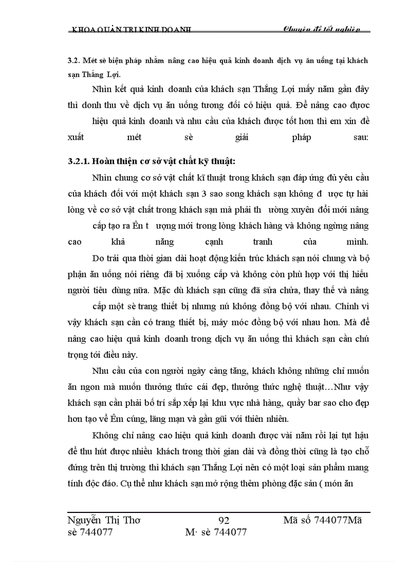 image for page Một số giải pháp nâng cao hiệu quả kinh doanh dịch vụ ăn uống tại khách sạn Thắng Lợi