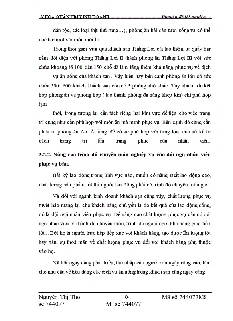image for page Một số giải pháp nâng cao hiệu quả kinh doanh dịch vụ ăn uống tại khách sạn Thắng Lợi
