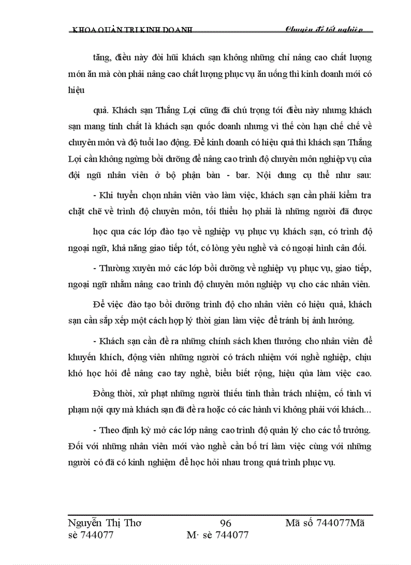 image for page Một số giải pháp nâng cao hiệu quả kinh doanh dịch vụ ăn uống tại khách sạn Thắng Lợi