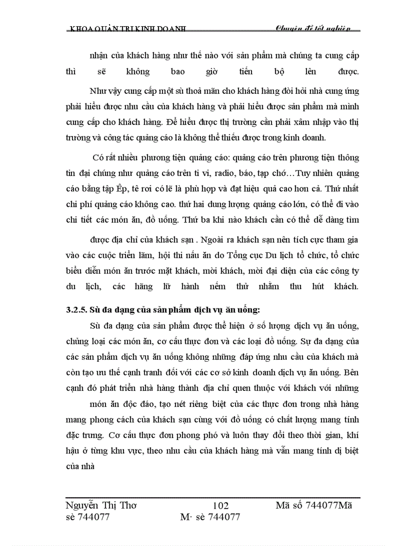 image for page Một số giải pháp nâng cao hiệu quả kinh doanh dịch vụ ăn uống tại khách sạn Thắng Lợi