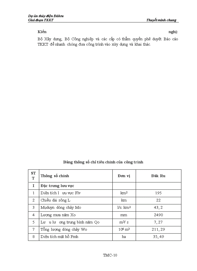 image for page Dự án thủy điện Đăkru Giai đoạn TKKT