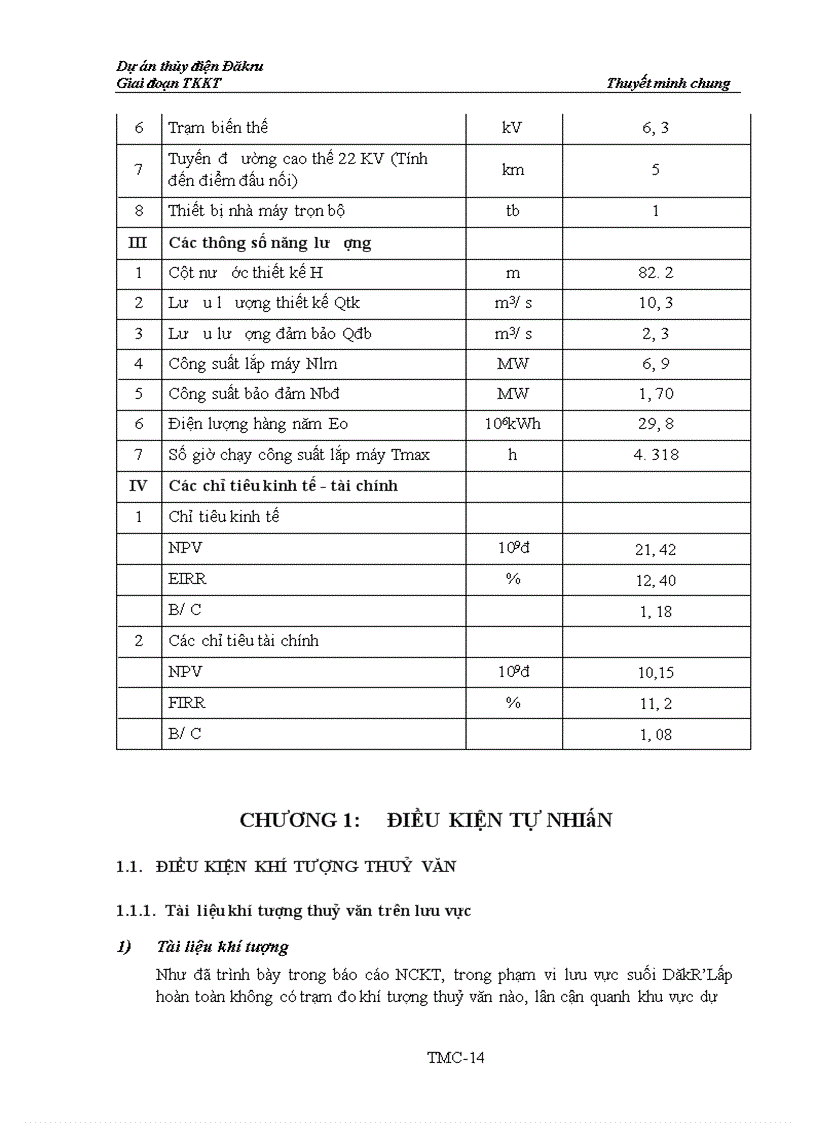 image for page Dự án thủy điện Đăkru Giai đoạn TKKT