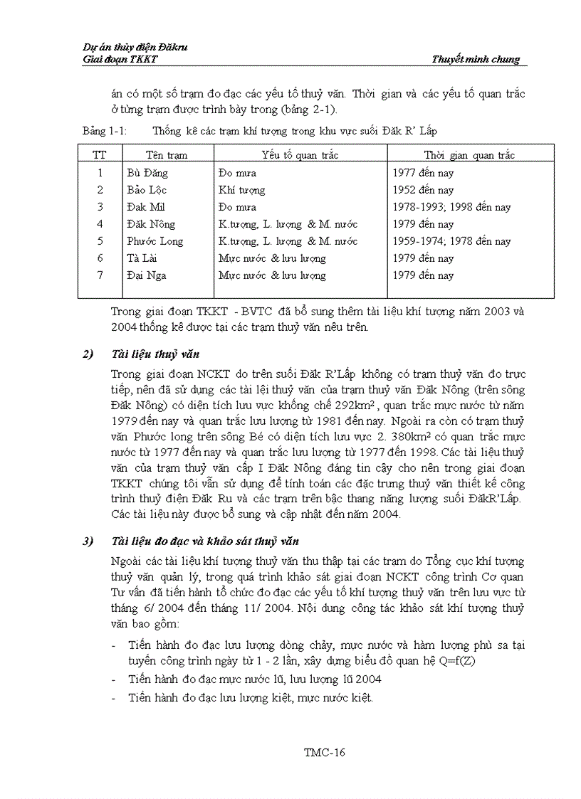 image for page Dự án thủy điện Đăkru Giai đoạn TKKT