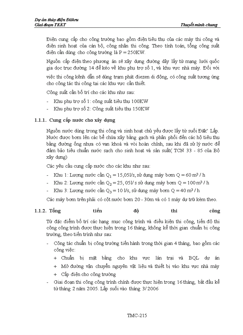 image for page Dự án thủy điện Đăkru Giai đoạn TKKT