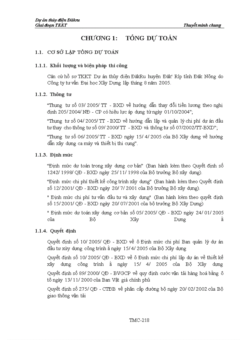 image for page Dự án thủy điện Đăkru Giai đoạn TKKT