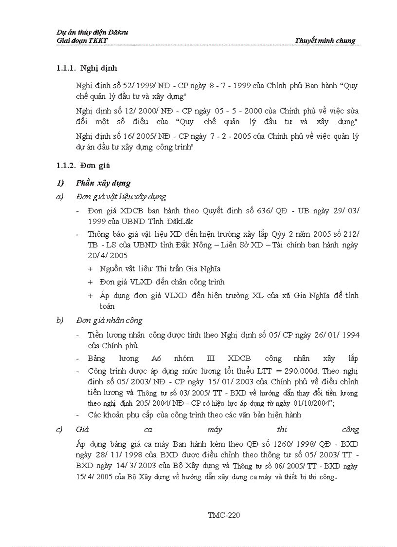 image for page Dự án thủy điện Đăkru Giai đoạn TKKT