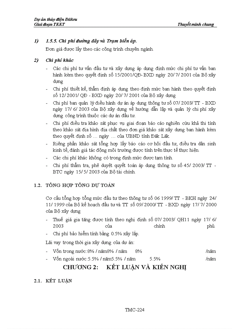 image for page Dự án thủy điện Đăkru Giai đoạn TKKT