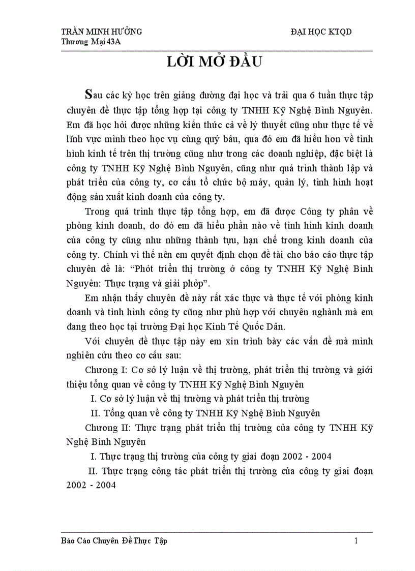 image for page Phát triển thị trường ở công ty TNHH Kỹ Nghệ Bình Nguyên: Thực trạng và giải pháp