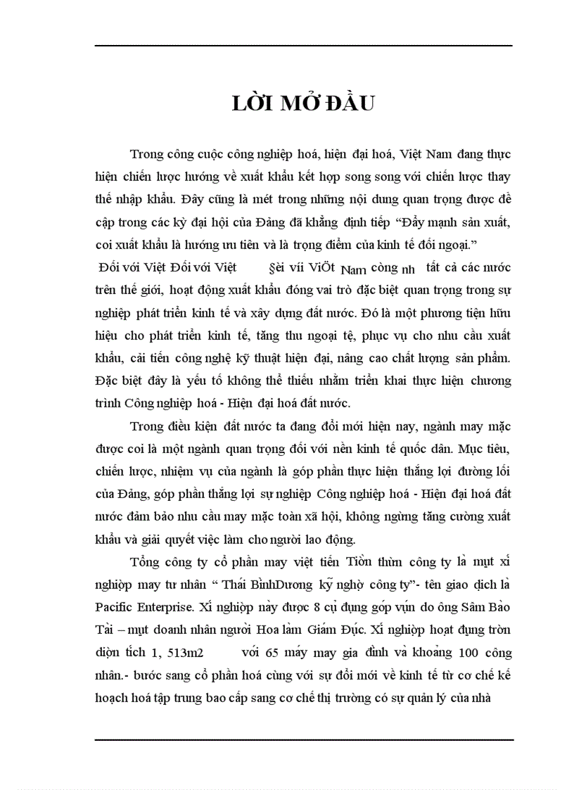 image for page Hoạt động xuất khẩu hàng may mặc của tổng công ty cổ phần may Việt Tiến -Thực trạng và giải pháp