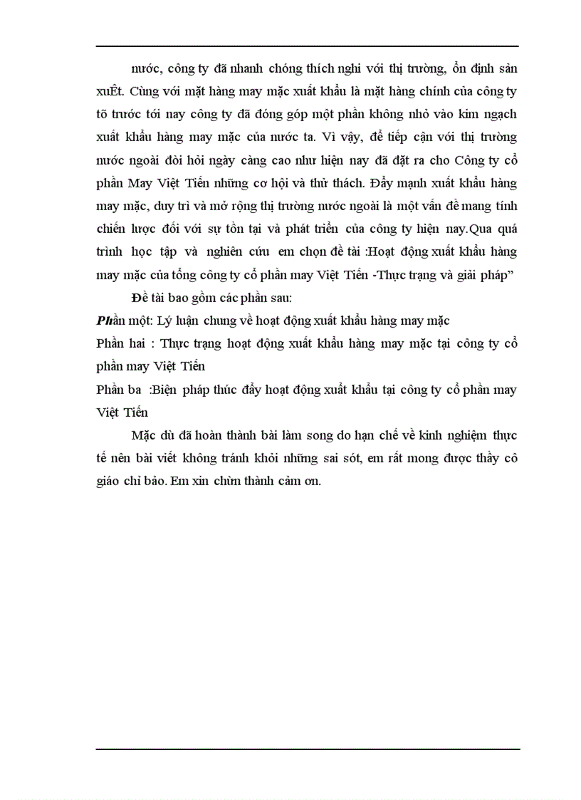 image for page Hoạt động xuất khẩu hàng may mặc của tổng công ty cổ phần may Việt Tiến -Thực trạng và giải pháp