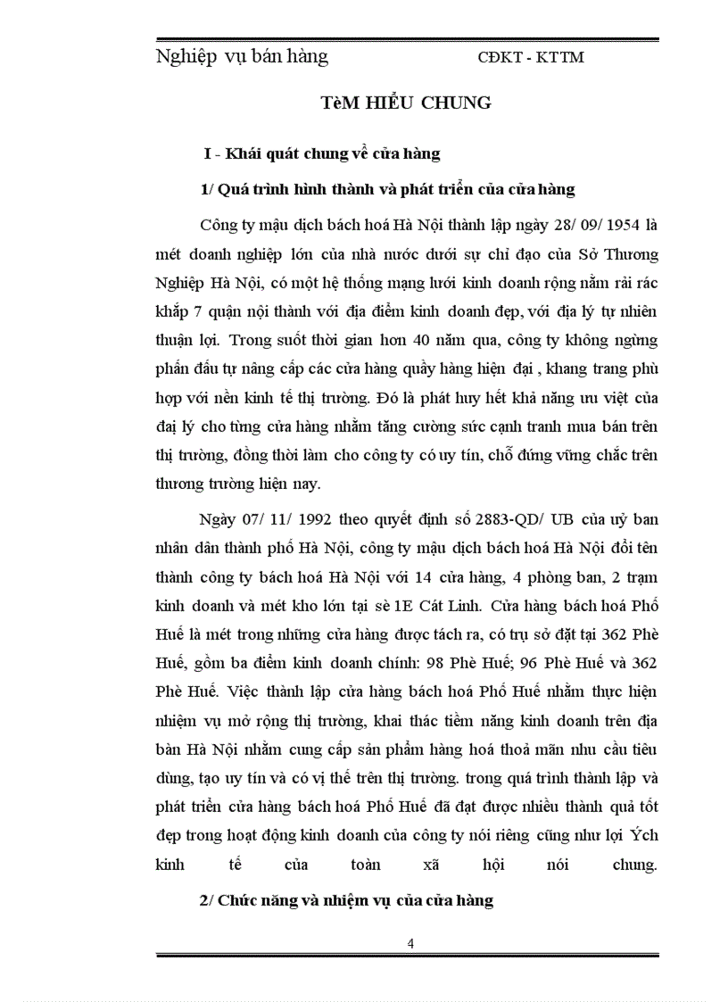 image for page Nghiệp vụ bán hàng tại cửa hàng bách hoá Phố Huế