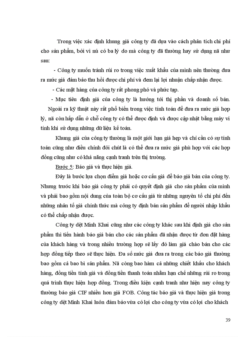 image for page Một số đề xuất nhằm hoàn thiện chính sách giá tại công ty dệt Minh Khai