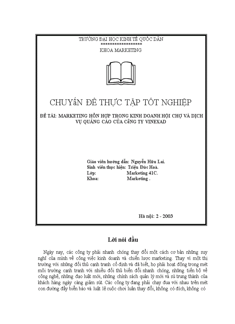 image for page Marketing hỗn hợp trong kinh doanh hội chợ và dịch vụ quảng cáo của công ty VINEXAD