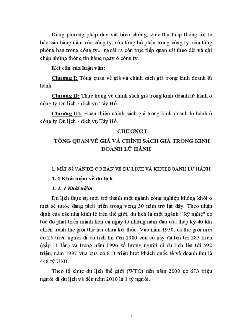 image for page Giá - chính sách giá trong kinh doanh lữ hành của công ty Du lịch - dịch vụ Tây Hồ (thực trạng và giải pháp thu hút khách)