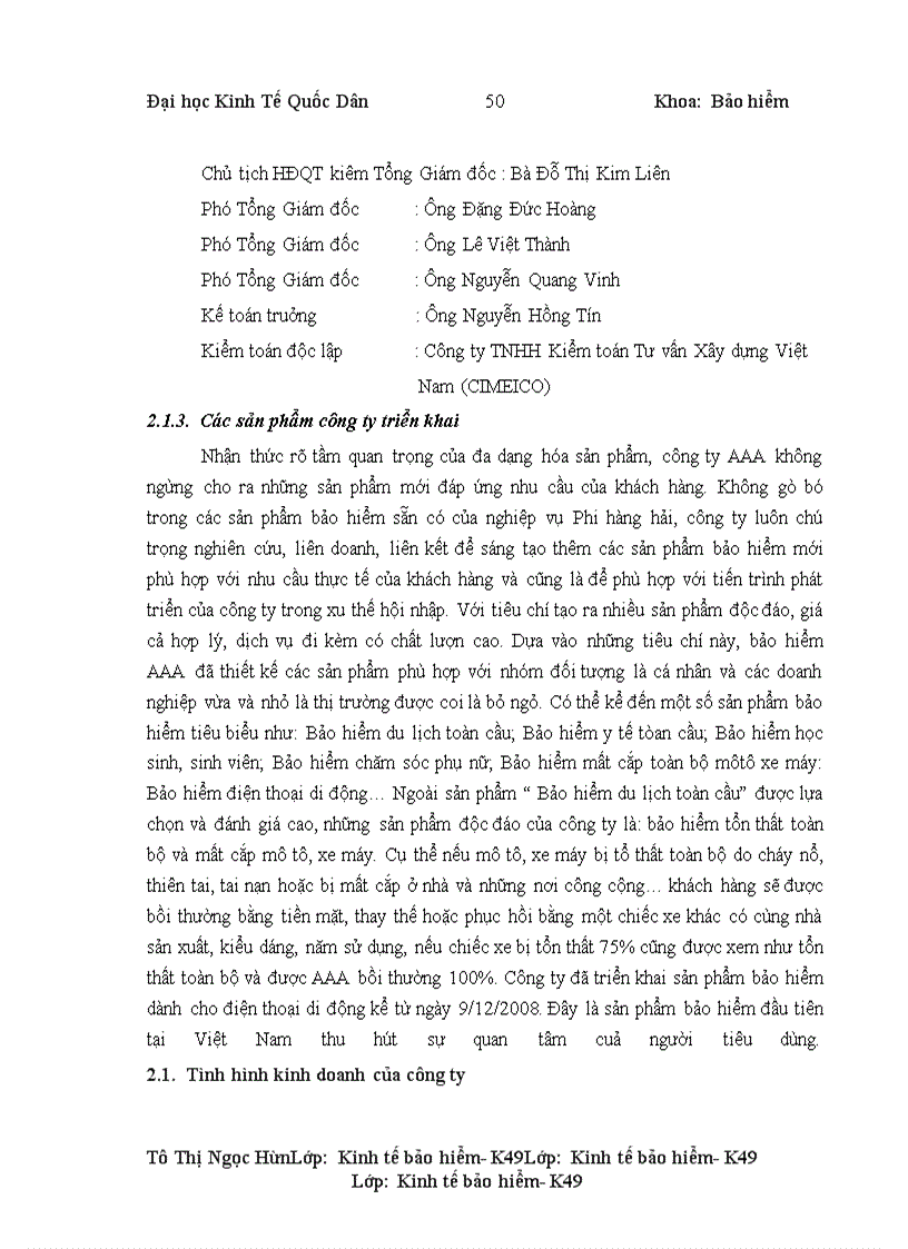 image for page Tình hình triển khai bảo hiểm du lịch tại công ty cổ phần bảo hiểm AAA