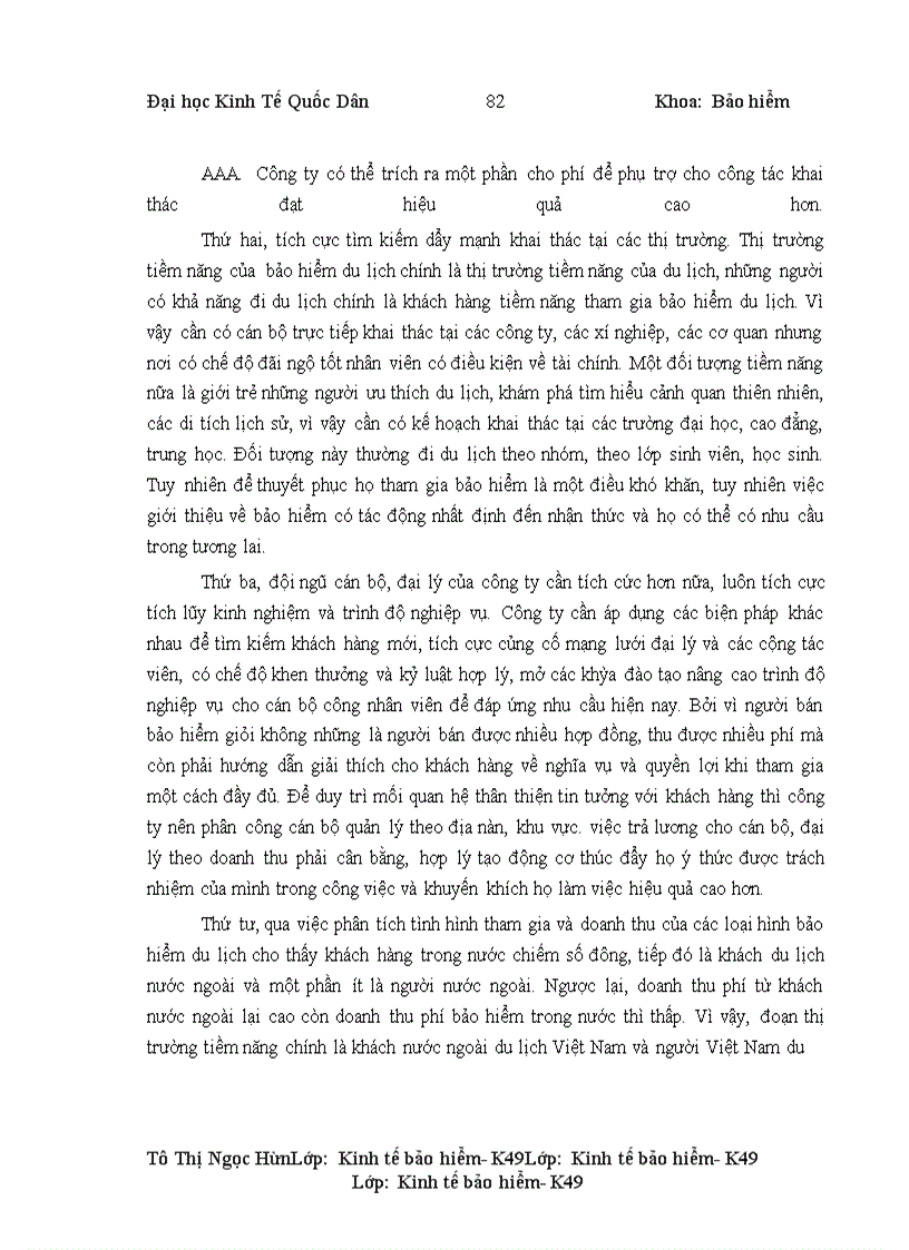 image for page Tình hình triển khai bảo hiểm du lịch tại công ty cổ phần bảo hiểm AAA