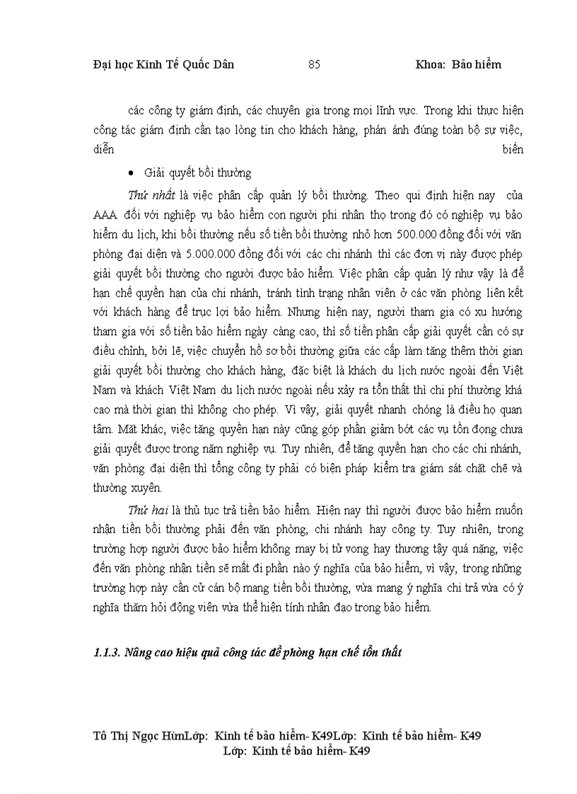 image for page Tình hình triển khai bảo hiểm du lịch tại công ty cổ phần bảo hiểm AAA