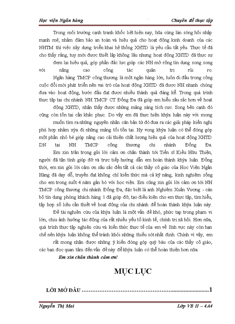 image for page Giải pháp hoàn thiện công tác Xếp hạng tín dụng doanh nghiệp vay vốn tại Chi nhánh Ngân hàng TMCP công thương Đống Đa