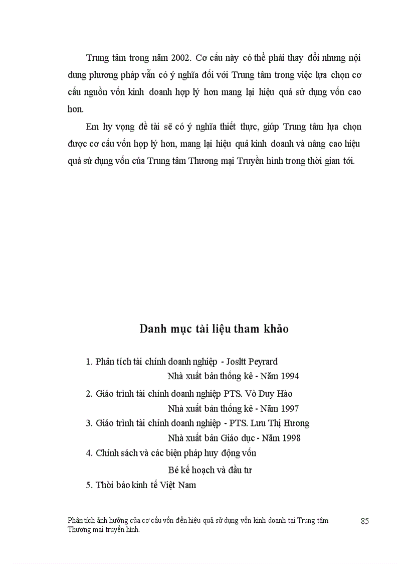 image for page Phân tích ảnh hưởng của cơ cấu vốn đến hiệu quả sử dụng vốn kinh doanh