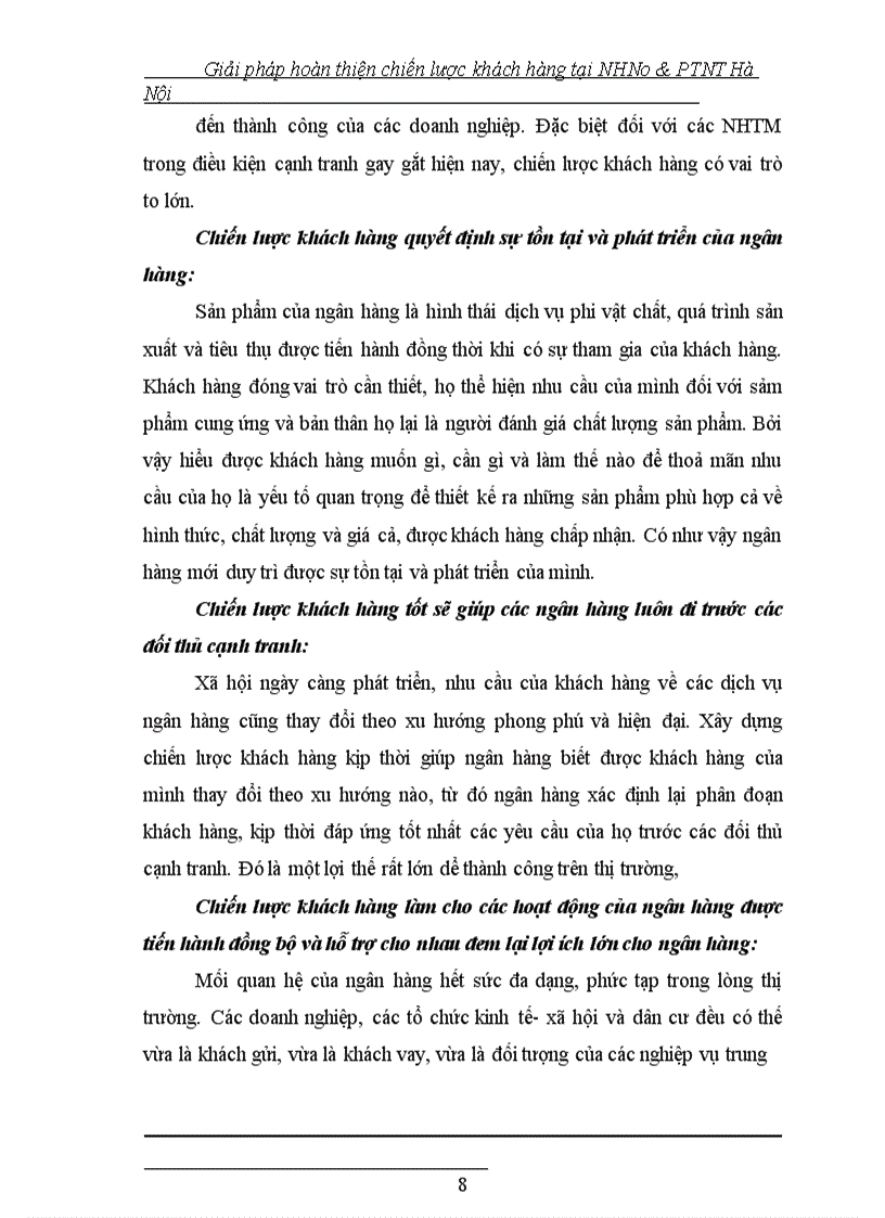 image for page Giải pháp hoàn thiện chiến lược khách hàng tại NHNo&PTNT Hà Nội