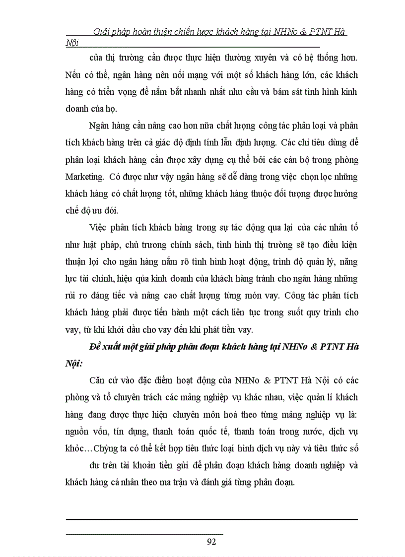 image for page Giải pháp hoàn thiện chiến lược khách hàng tại NHNo&PTNT Hà Nội