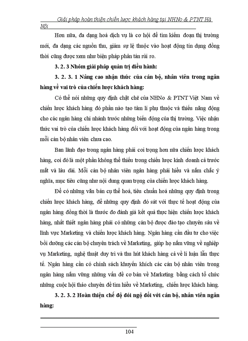 image for page Giải pháp hoàn thiện chiến lược khách hàng tại NHNo&PTNT Hà Nội