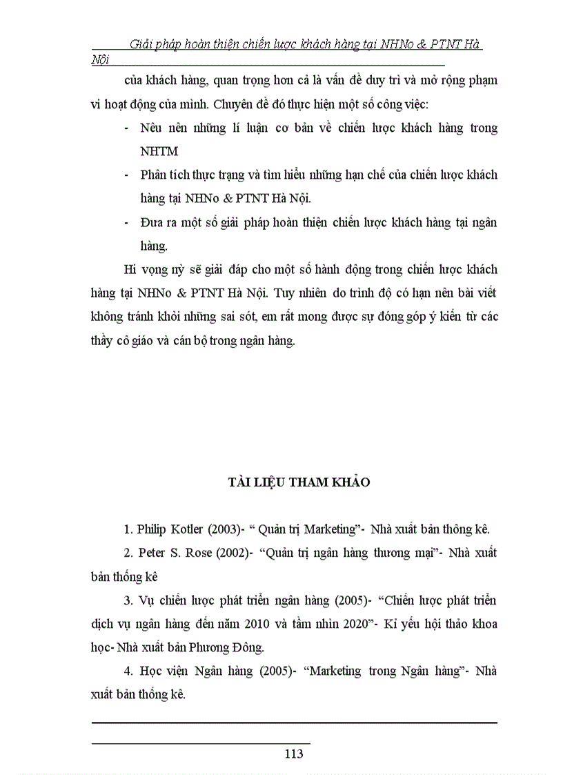 image for page Giải pháp hoàn thiện chiến lược khách hàng tại NHNo&PTNT Hà Nội