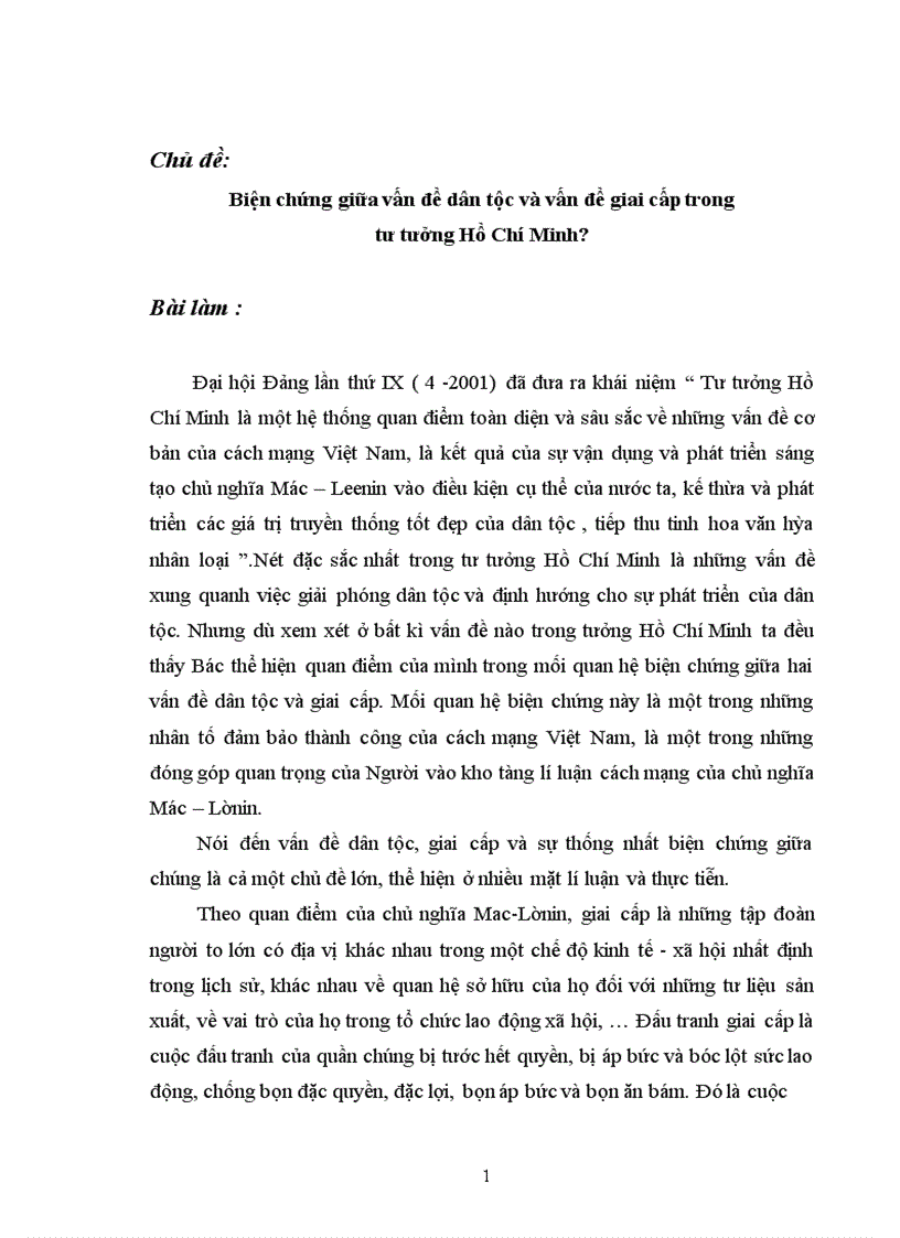 image for page Biện chứng giữa vấn đề dân tộc và vấn đề giai cấp trong tư tưởng Hồ Chí Minh?