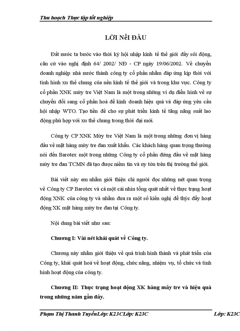image for page Thực trạng hoạt động XK hàng mây tre và hiệu quả trong những năm gần đây.