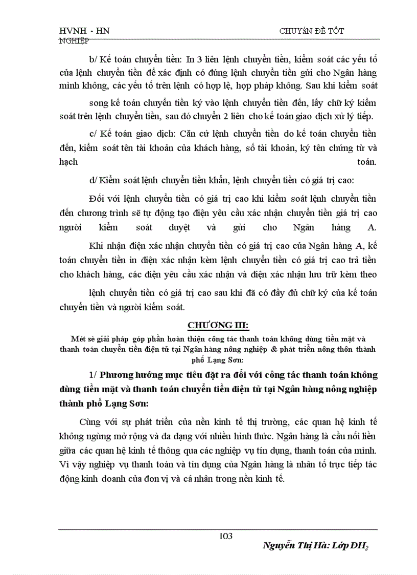 image for page Những vấn đề về tổ chức thanh toán không dùng tiền mặt tại Ngân hàng Nông nghiệp và phát triển nông thôn thành phố Lạng Sơn
