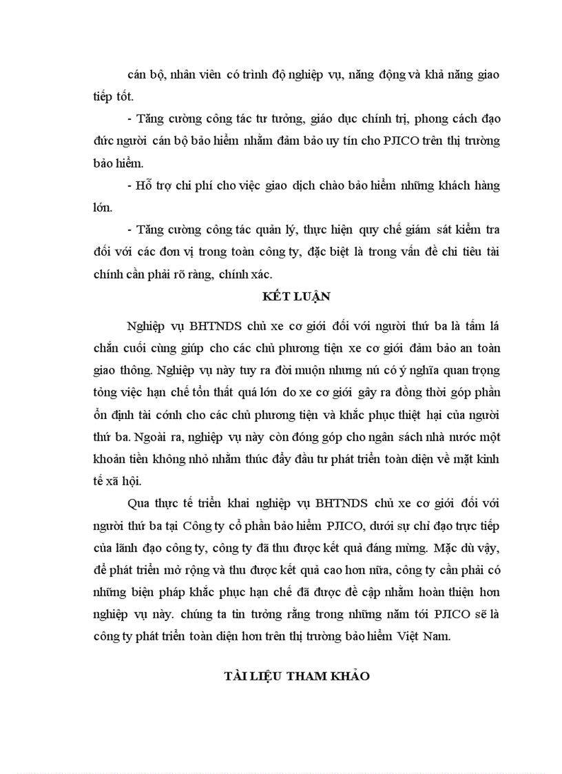 image for page Thực trạng và những giải pháp nhằm nâng cao tính bắt buộc trong nghiệp vụ BHTNDS của chủ xe cơ giới đối với người thứ ba tại công ty cổ phần bảo hiểm PJICO