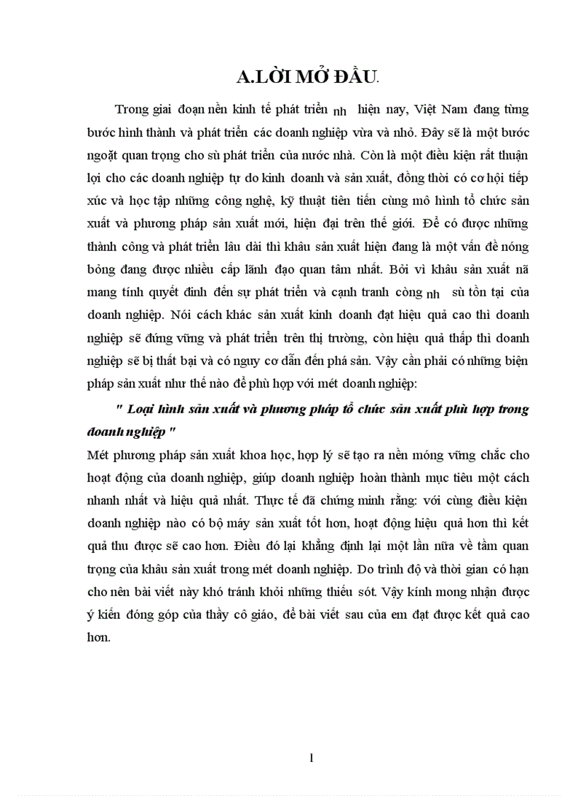 image for page Loại hình sản xuất và phương pháp tổ chức sản xuất phù hợp trong doanh nghiệp