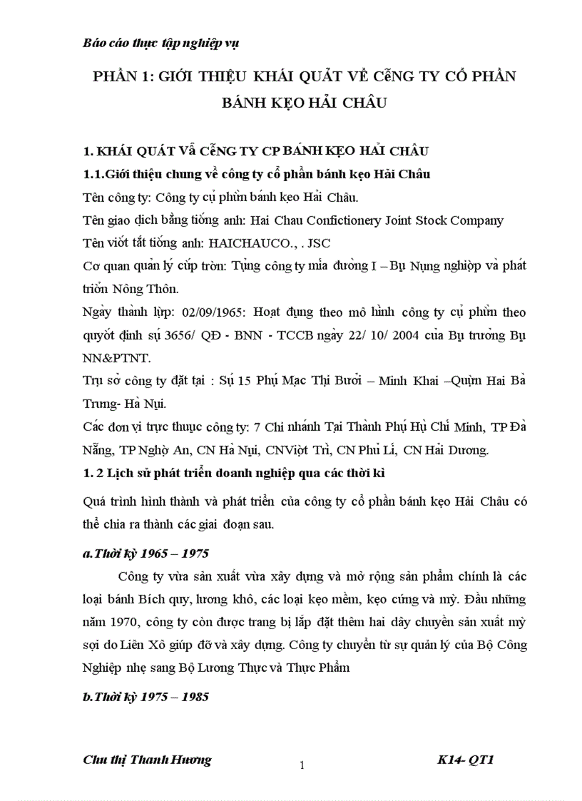 image for page Thực trang hiệu quả sản xuất kinh doanh của công ty cổ phần bánh kẹo hải châu