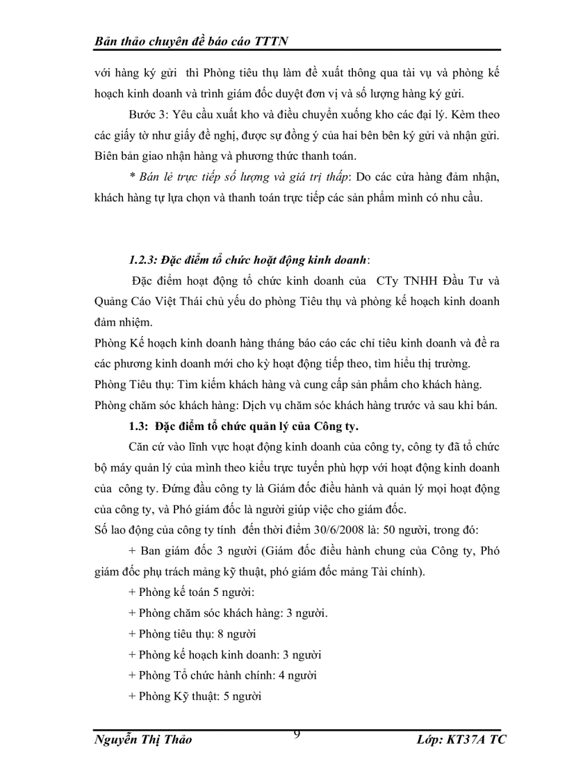 image for page Hoàn thiện kế toán Kế toán tiêu thụ và xác định kết quả tiêu thụ hàng hóa tại Công ty TNHH Đầu Tư và Quảng Cáo Việt Thái