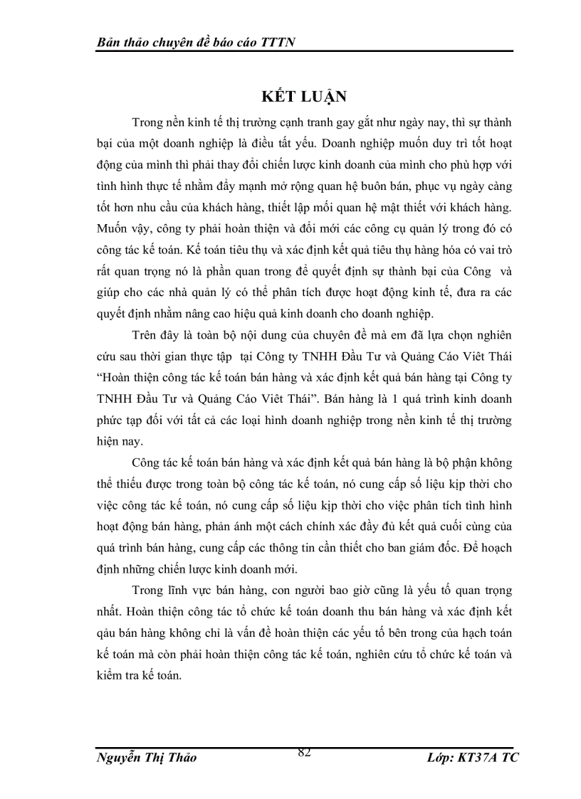 image for page Hoàn thiện kế toán Kế toán tiêu thụ và xác định kết quả tiêu thụ hàng hóa tại Công ty TNHH Đầu Tư và Quảng Cáo Việt Thái