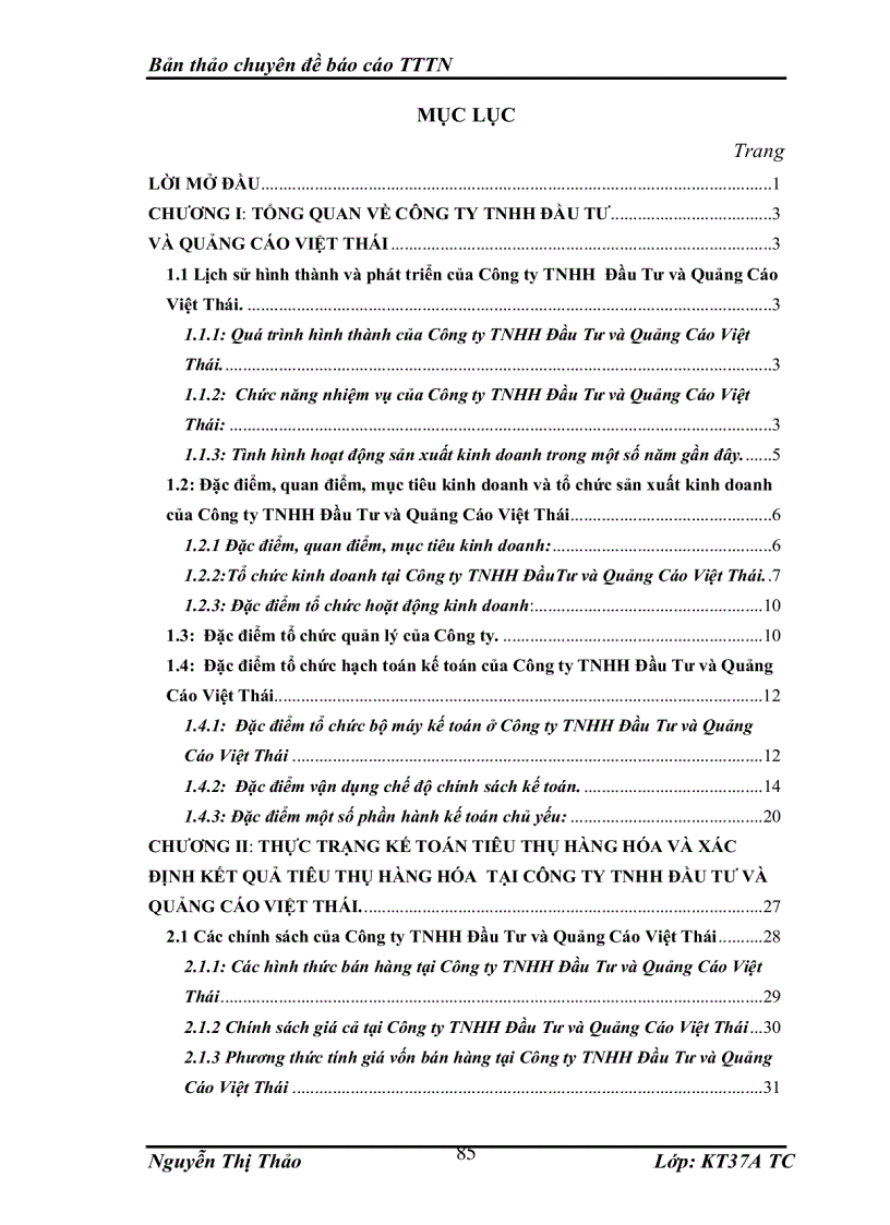image for page Hoàn thiện kế toán Kế toán tiêu thụ và xác định kết quả tiêu thụ hàng hóa tại Công ty TNHH Đầu Tư và Quảng Cáo Việt Thái