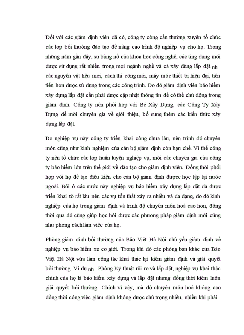 image for page Công tác giám định và giải quyết bồi thường nghiệp vụ bảo hiểm xây dựng và lắp đặt tại Bảo Việt Hà Nội