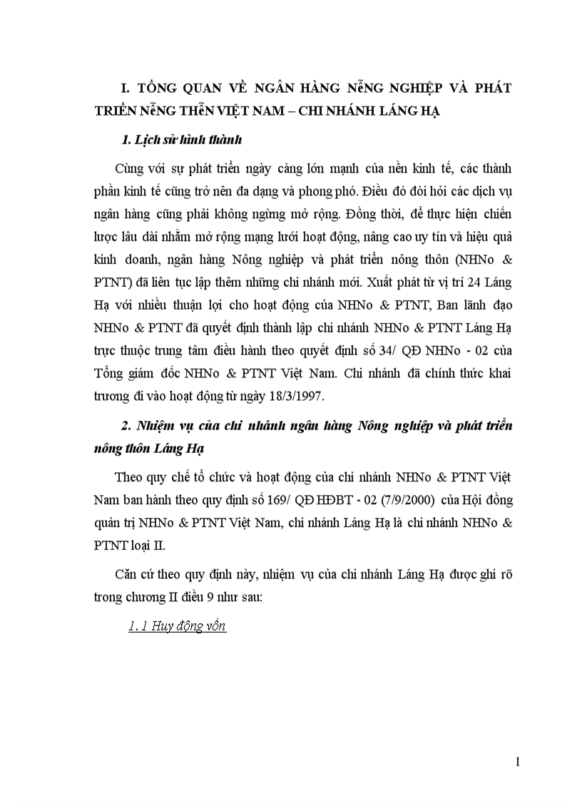 image for page Quản lý chất lượng tín dụng trung và dài hạn tại NHNo&PTNT Láng Hạ