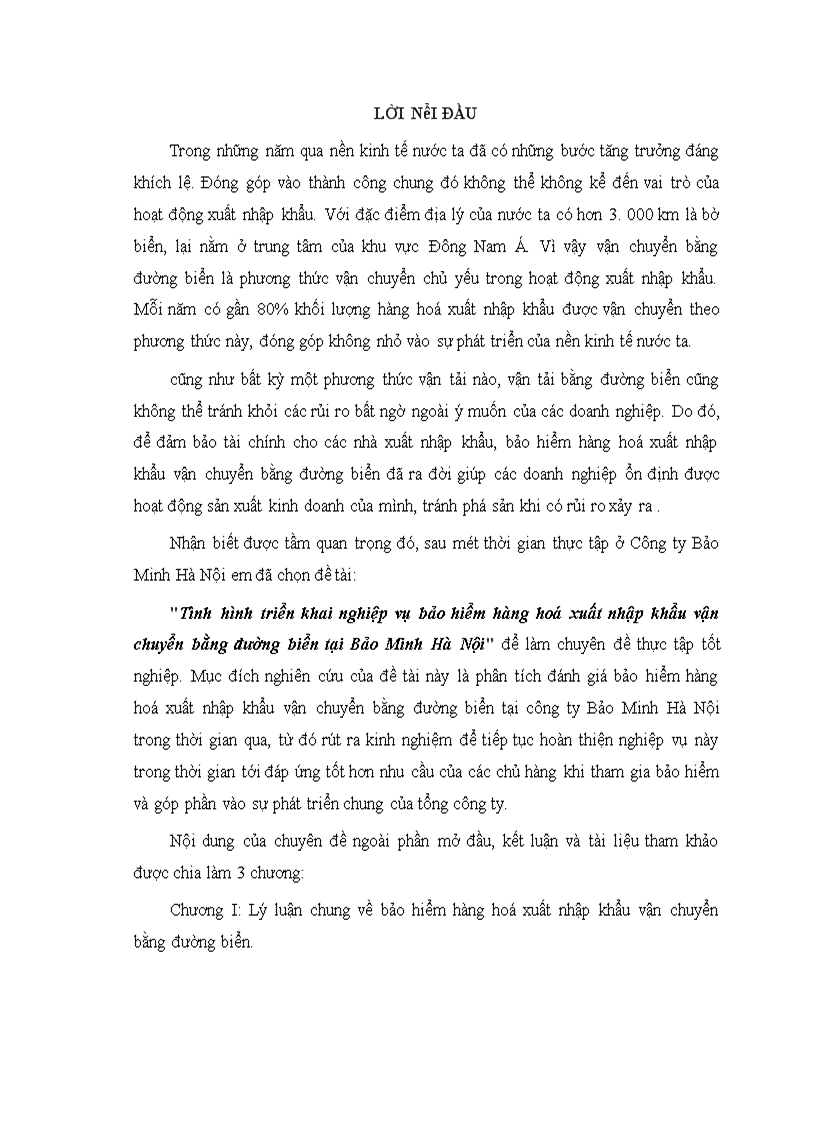 image for page Tình hình triển khai nghiệp vụ bảo hiểm hàng hoá xuất nhập khẩu vận chuyển bằng đường biển tại Bảo Minh Hà Nội