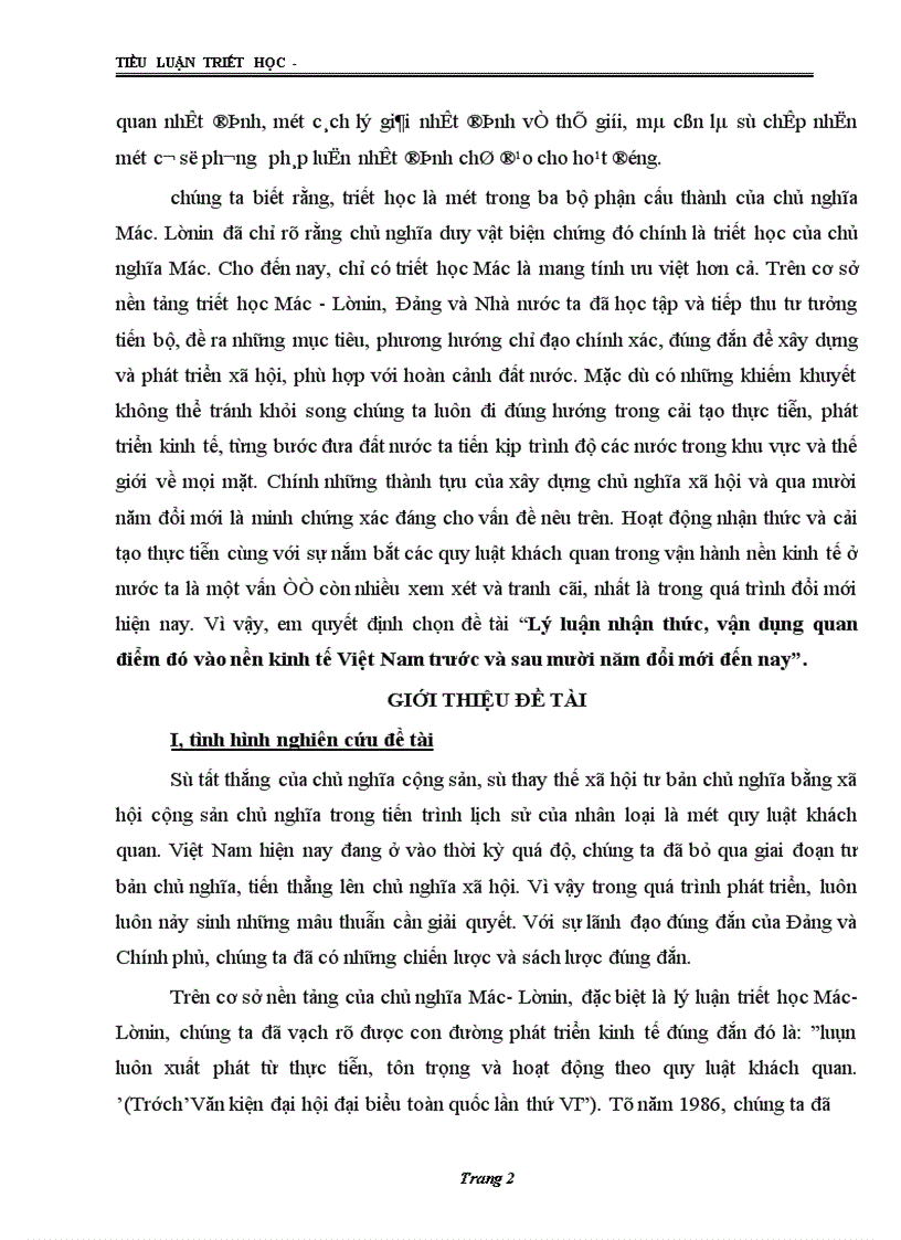 image for page Lý luận nhận thức, vận dụng quan điểm đó vào nền kinh tế Việt Nam trước và sau mười năm đổi mới đến nay