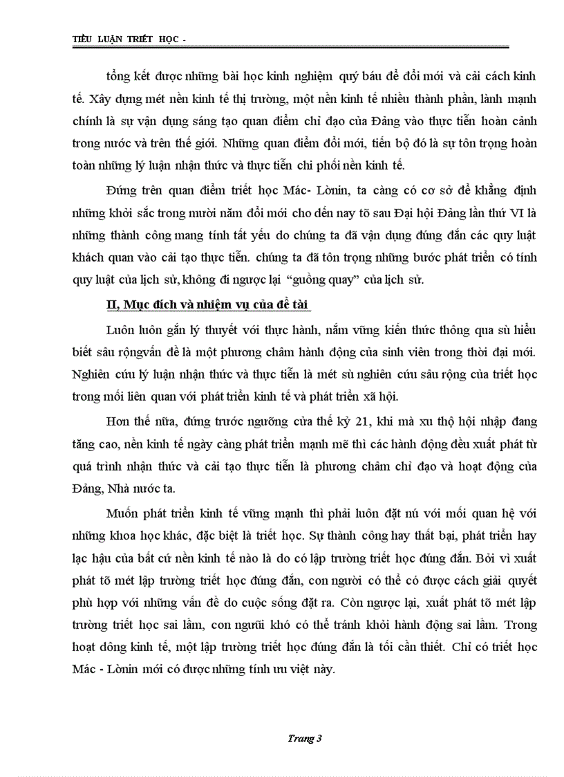 image for page Lý luận nhận thức, vận dụng quan điểm đó vào nền kinh tế Việt Nam trước và sau mười năm đổi mới đến nay