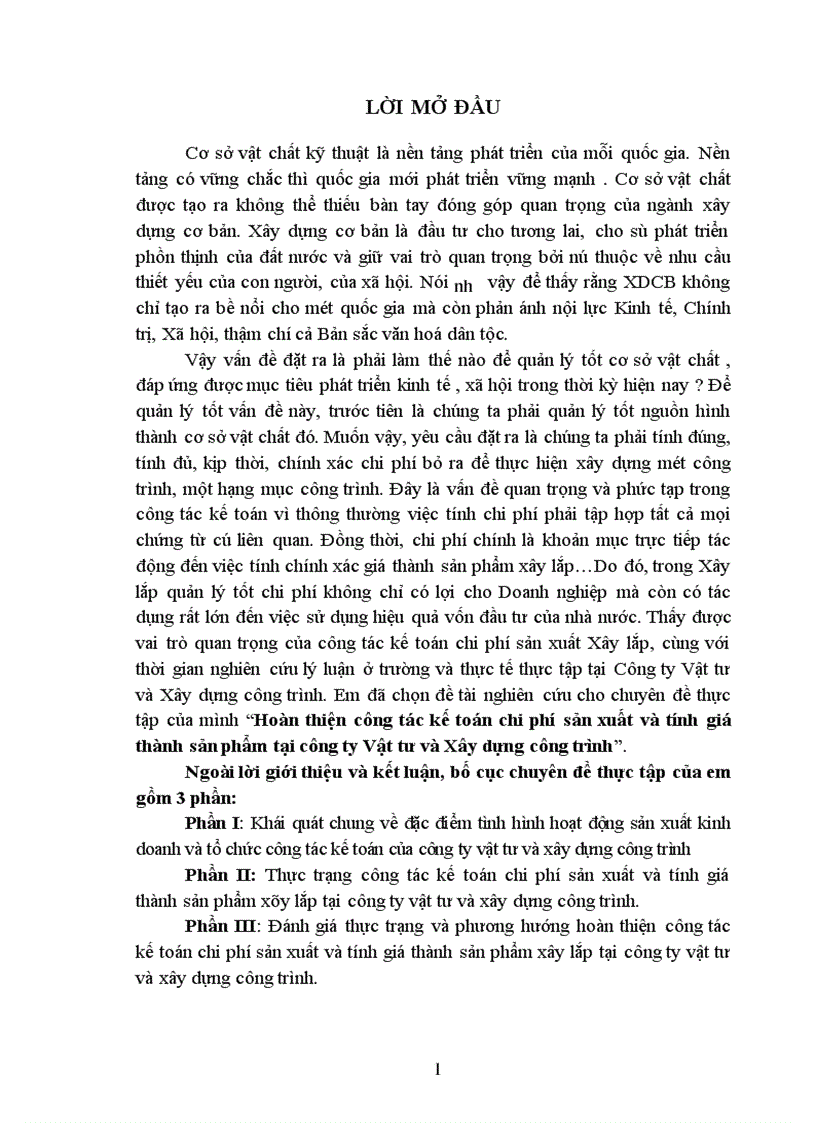 image for page Hoàn thiện công tác kế toán chi phí sản xuất và tính giá thành sản phẩm tại công ty Vật tư và Xây dựng công trình